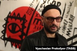 Kiril Serebrenikov la o conferință de presă la Teatrul Gogol în februarie 2017