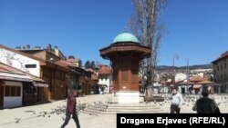 Baščaršija u Sarajevu u vrijeme pandemije, april 2020. 