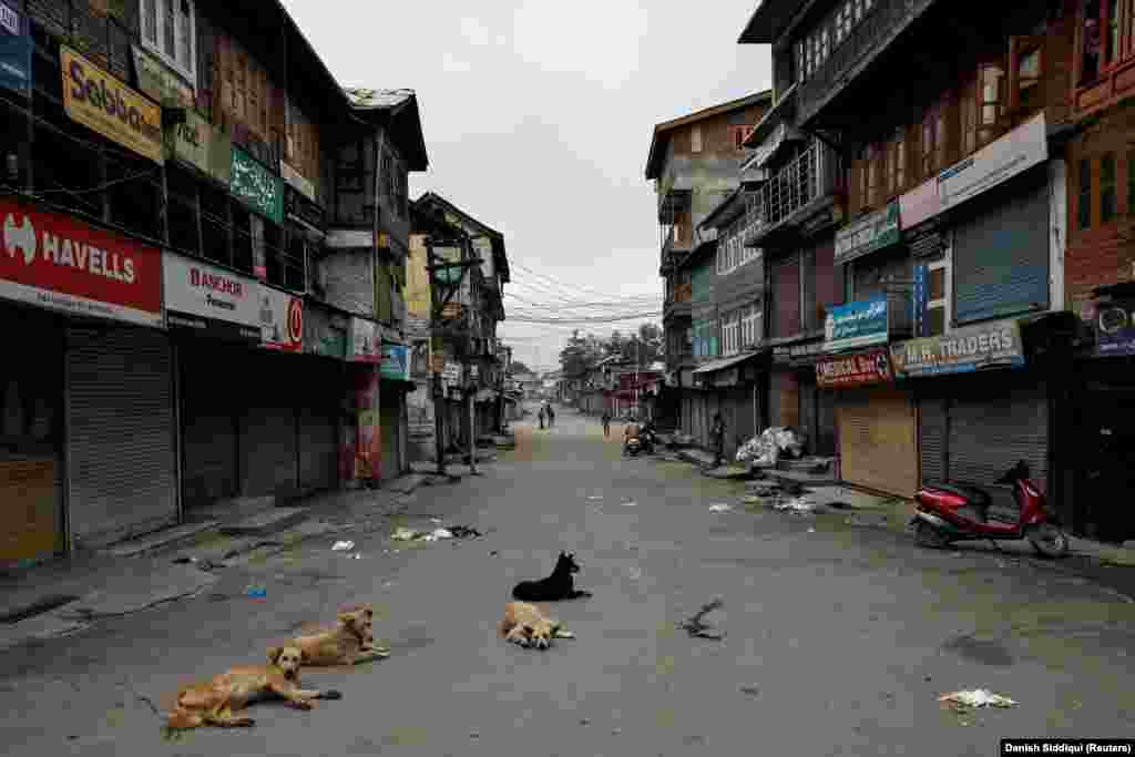 Kjo rrugë në qytetin Srinagar zakonisht është e frekuentuar, por jo edhe ditët e fundit.