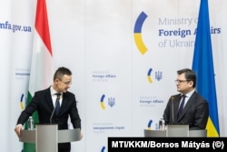 Szijjártó Péter Dmitro Kuleba ukrán külügyminiszterrel Kijevben január 27-én