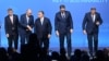 Balról: Andrej Babiš, Janez Janša, Orbán Viktor, Aleksandar Vučić és Milorad Dodik egy budapesti konferencián 2021. szeptember 23-án