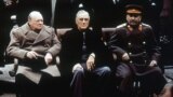 Черчилль, Рузвельт и Сталин во время Ялтинской конференции союзников. 1945 год. 