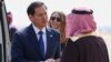 TOPSHOT - US Secretary of State Marco Rubio is received by Saudi Arabia's Deputy Minister for Protocol Affairs Abdulmajeed al-Smari upon arrival at King Khalid International Airport in Riyadh on February 17, 2025.