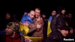 Украинските заробеници по размената на затвореници на непозната локација во Украина на почетокот од оваа година