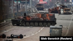Tehnică militară rusească distrusă în apropiere de Kiev, 29 martie 2022