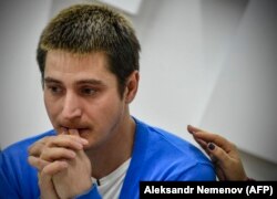 Maksim Lapunov la o conferință de presă la Moscova în octombrie 2017