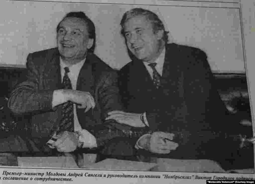 "Moldavskie Vedomosti", 16 decembrie 1995, premierul Andrei Sangheli (dreapta)