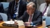 Sekretari i Përgjithshëm i OKB-së, Antonio Guterres, gjatë takimit të Këshillit të Sigurimit më 14 prill 2024. 