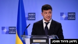 Președintele ucrainean Volodimir Zelenski la sediul NATO, Bruxelles, 4 iunie 2019