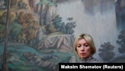 Purtătoarea de cuvînt a Ministerului de Externe rus, Maria Zaharova, la o conferință de presă la Moscova