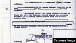 Documentul FBI declasificat (Foto: Radu Ioanid, Mihai Botez. Trei schițe de portret. Documente. Polirom, 2018)