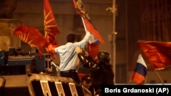 Pamje nga protesta në Shkup kundër marrëveshjes për emrin. 17 qershor, 2018.