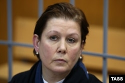 Natalya Sharina, the director of Moscow's Ukrainian Literature Library, attends a court hearing in Moscow on November