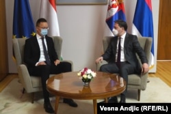 Szijjártó Péter külügyminiszter belgrádi találkozója Nikola Selaković szerb külügyminiszterrel, 2021. március 16-án.