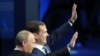 Владимир Путин и Дмитрий Медведев - единогласно "за перемены в России". 24 сентября 2011 г
