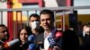 Kreu i PD-së, Lulzim Basha, gjatë një prononcimi për media më 25 prill, 2021.

