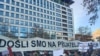 Протестен митинг пред седиштето на српската Безбедносно-информативната агенција (БИА) во Нови Сад. 11 јануари 2025 година. 