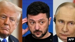 Kombinovane fotografije američkog predsednika Donalda Trampa, ukrajinskog predsednika Volodimira Zelenski i ruskog predsednika Vladimira Putina.