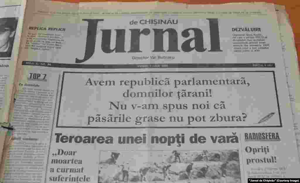 "Jurnal de Chişinău", 7 iulie 2000, trecerea la republică parlamentară
