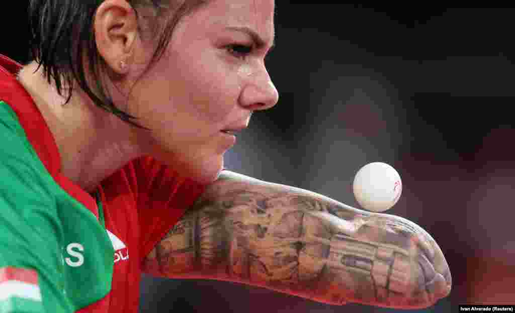 &nbsp;A magyar asztaliteniszező Szvitács Alexa a brazil Danielle Rouen elleni meccsen