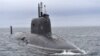 Атомната подводница "Казан" пристига в базата си за постоянна дислокация на Северния флот на Военноморските сили на Русия в района на Мурманск, юни 2021 г.