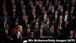 Президент Трамп перед началом выступления