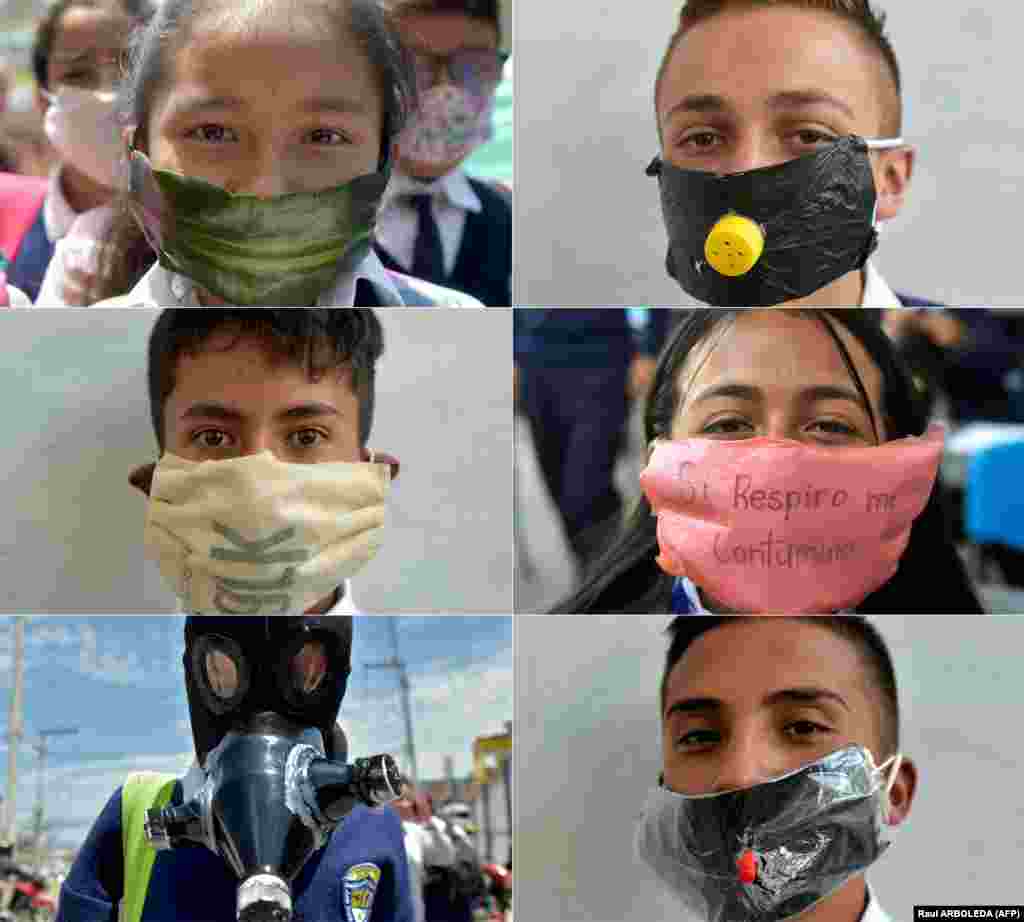 Studenti iz škole Julije Cezar Turbej iz grada Soača u Kolumbiji nose maske koje su sami napravili od recikliranog i biorazgradivog materijala. Nose ih radi zaštite, ali i kao simbol protesta zbog nestašice maski u apotekama.&nbsp;