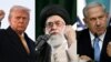 Kombinovana fotografija predsednika SAD Donalda Trampa, iranskog vrhovnog vođe ajatolaha Alija Hameneija i izraelskog premiejra Benjamina Netanjahua.