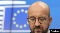 Charles MIchel, președintele Consiliului European la summitul virtual al UE de la Bruxelles, 25 februarie 2021.