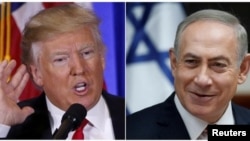 Президент США Дональд Трамп (л) та прем’єр-міністр Ізраїлю Біньямін Нетаньягу