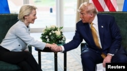 Председателката на ЕК Урсула фон дер Лайен и президентът на САЩ Доналд Тръмп