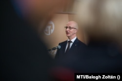 Varga Zs. András még alkotmánybíróként beszédet mond a Szuverenitás az európai igazságügyi térségben – Tapasztalatok, kihívások, inspiráció című, kétnapos nemzetközi konferencia nyitónapján az Igazságügyi palotában, 2019. április 8-án