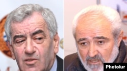 Գրողների միության նախագահ Լեւոն Անանյանը եւ բանաստեղծ Ռազմիկ Դավոյանը: